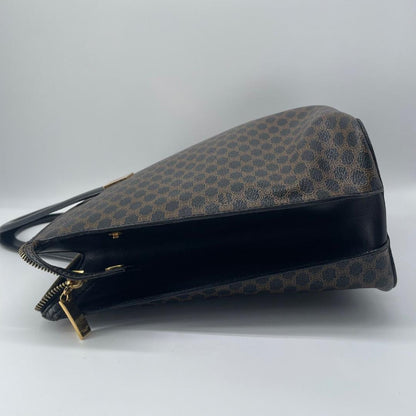 CELINE Hand Bag Tote Purse OLD Macadam PVC Leather Black Authentic