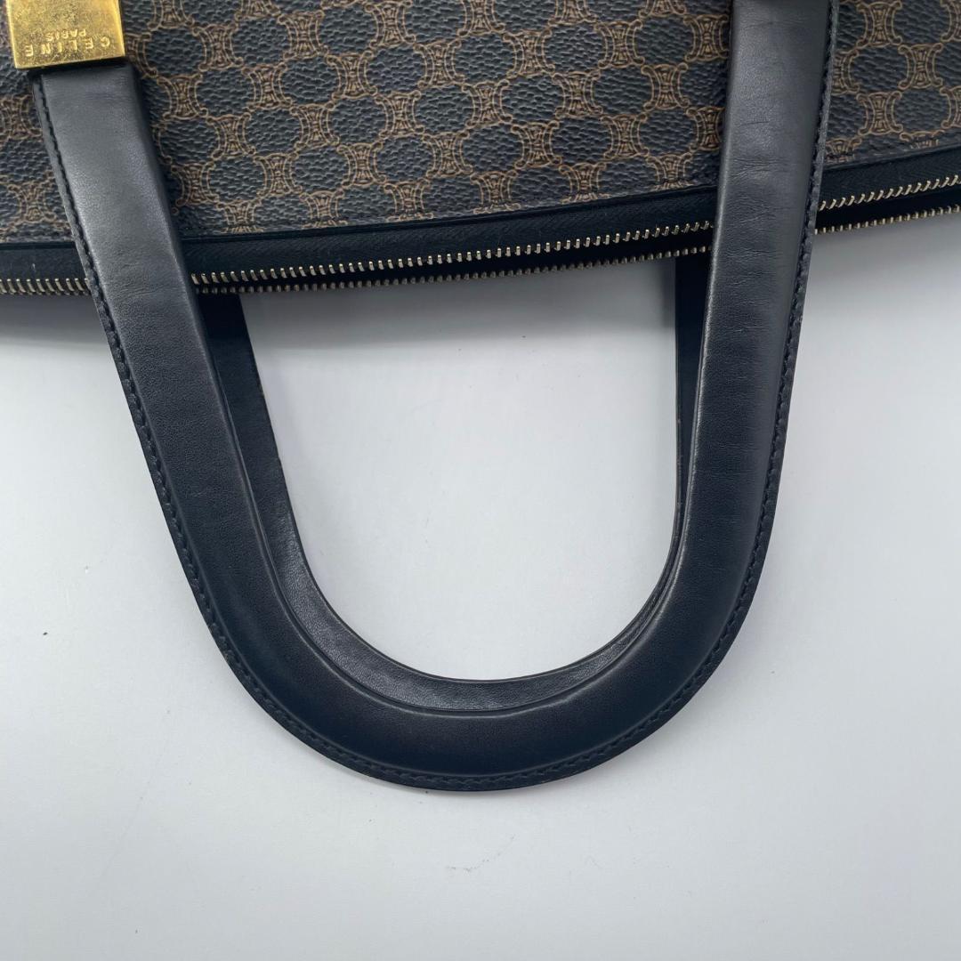 CELINE Hand Bag Tote Purse OLD Macadam PVC Leather Black Authentic