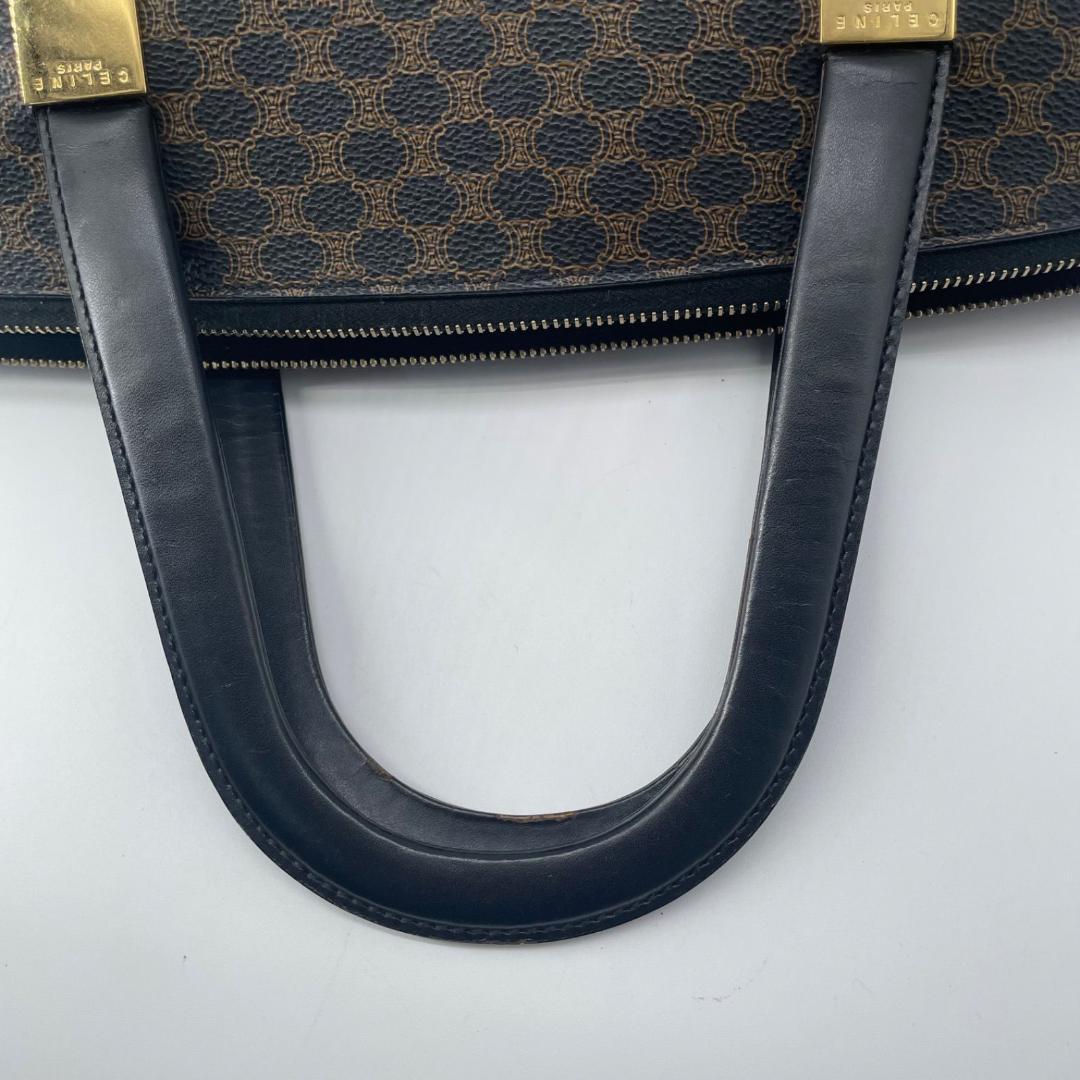 CELINE Hand Bag Tote Purse OLD Macadam PVC Leather Black Authentic