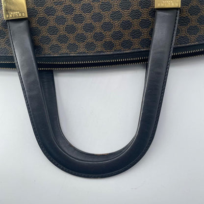 CELINE Hand Bag Tote Purse OLD Macadam PVC Leather Black Authentic