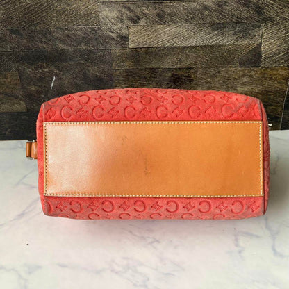 CELINE Accessory Pouch Shoulder Bag Purse C Macadam Suede Orange Authentic
