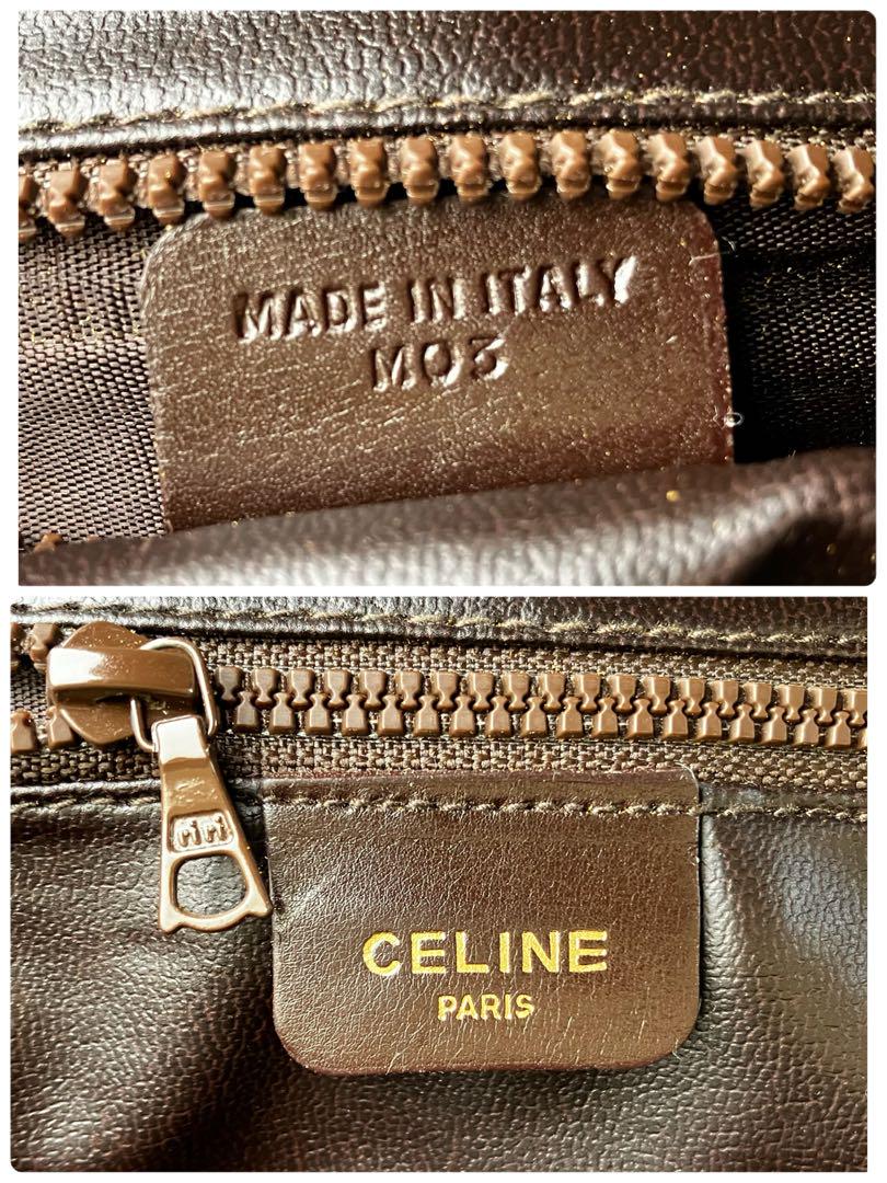 CELINE Shoulder Bag Purse Leather Beige Authentic