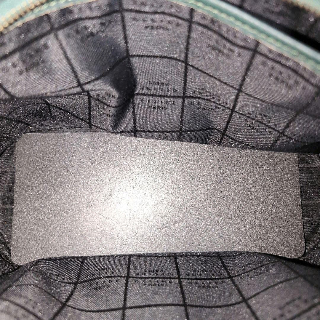 CELINE Hand Bag Tote Purse Leather Dark Green Authentic