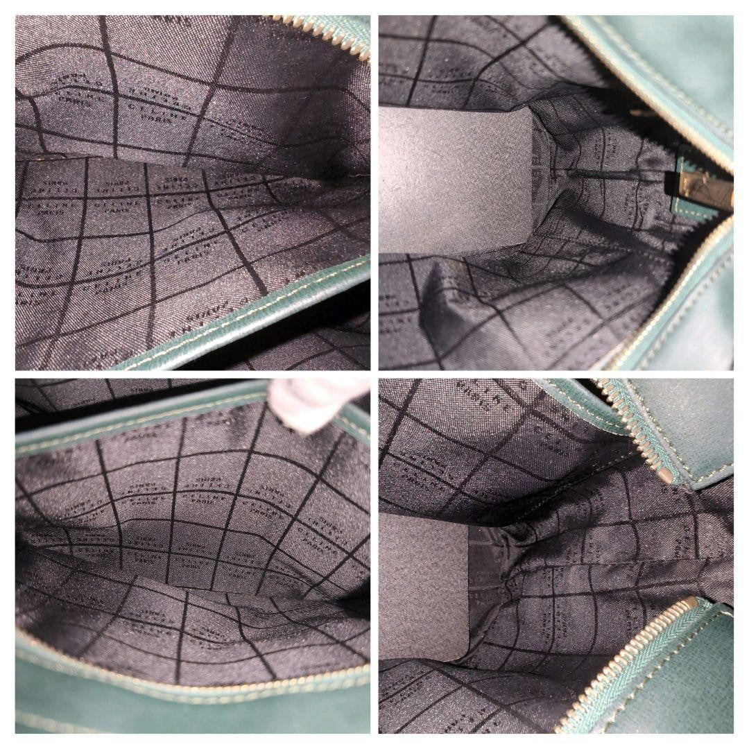 CELINE Hand Bag Tote Purse Leather Dark Green Authentic