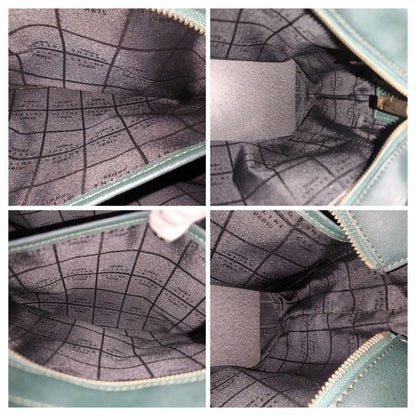 CELINE Hand Bag Tote Purse Leather Dark Green Authentic