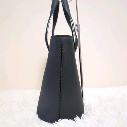 CELINE Hand Bag Tote Purse Leather Dark Green Authentic