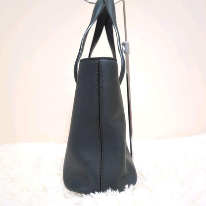 CELINE Hand Bag Tote Purse Leather Dark Green Authentic