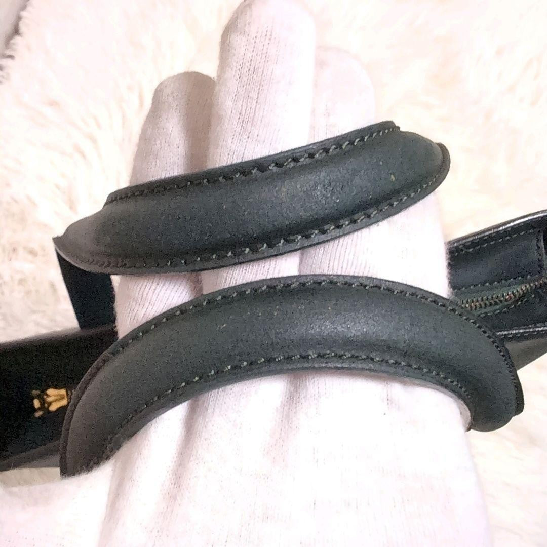 CELINE Hand Bag Tote Purse Leather Dark Green Authentic