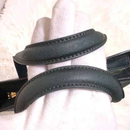 CELINE Hand Bag Tote Purse Leather Dark Green Authentic