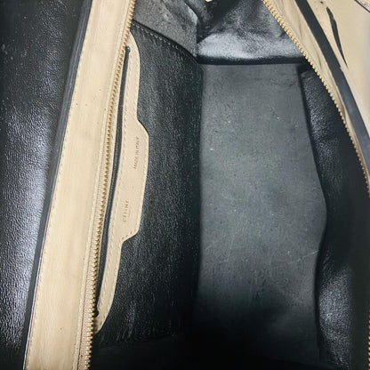 CELINE Hand Shoulder Bag Tote Purse 2way Trapeze Leather Beige Authentic