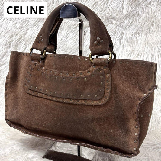CELINE Hand Bag Tote Purse Boogie Suede Brown Authentic