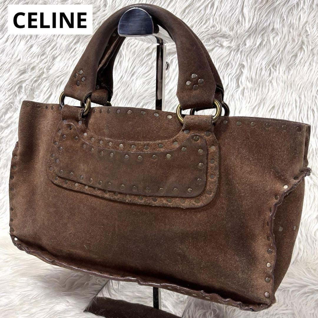 CELINE Hand Bag Tote Purse Boogie Suede Brown Authentic