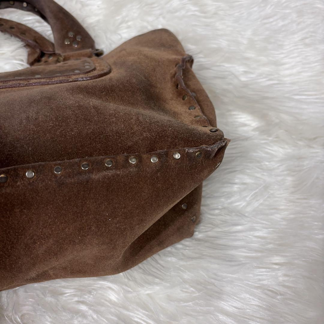 CELINE Hand Bag Tote Purse Boogie Suede Brown Authentic