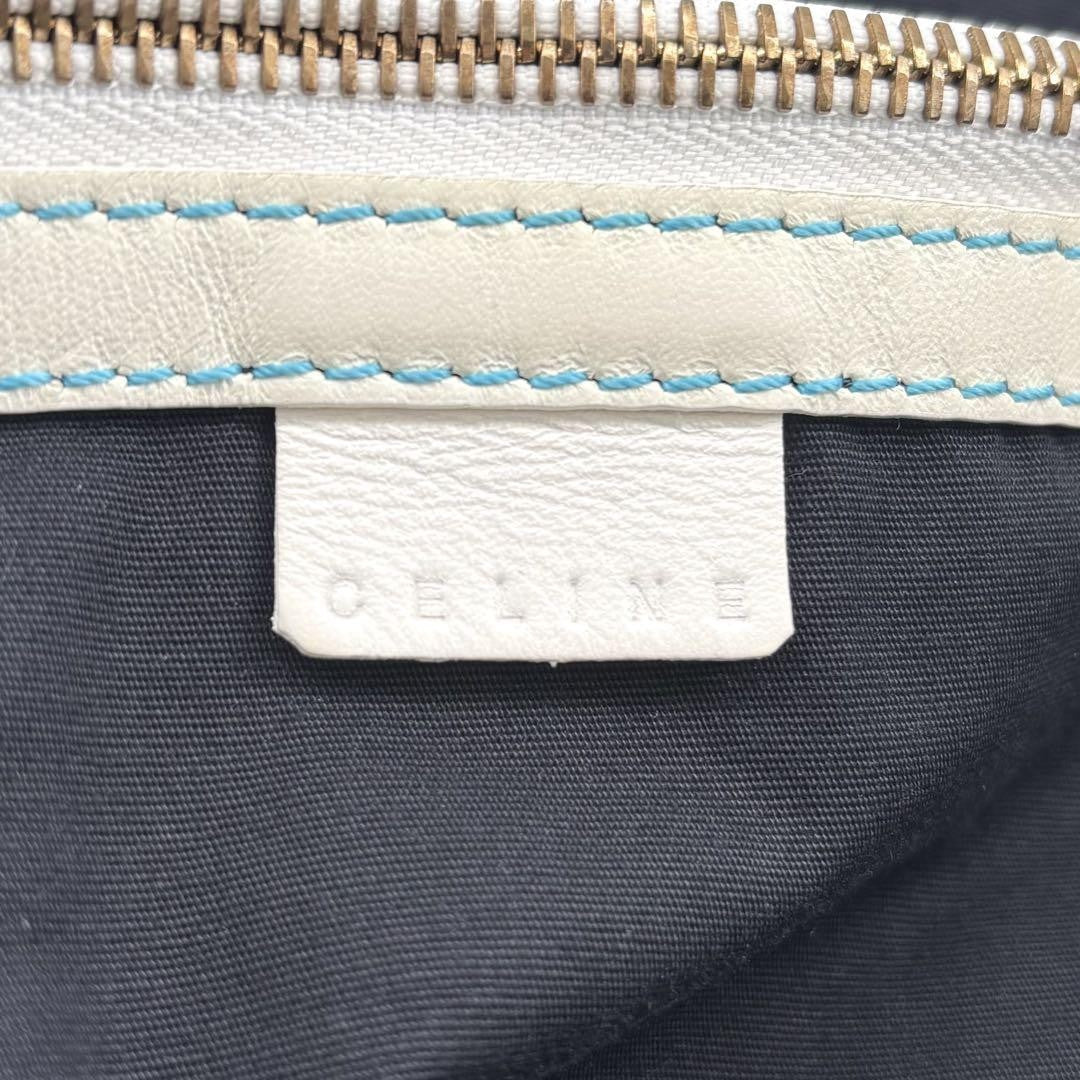CELINE Hand Bag Tote Purse Boogie C Macadam Suede Blue Authentic