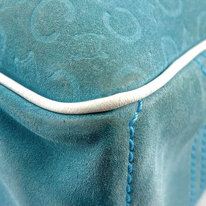 CELINE Hand Bag Tote Purse Boogie C Macadam Suede Blue Authentic