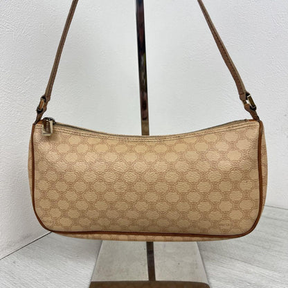 CELINE Accessory Pouch Hand Bag Tote Purse Macadam PVC Leather Beige Authentic