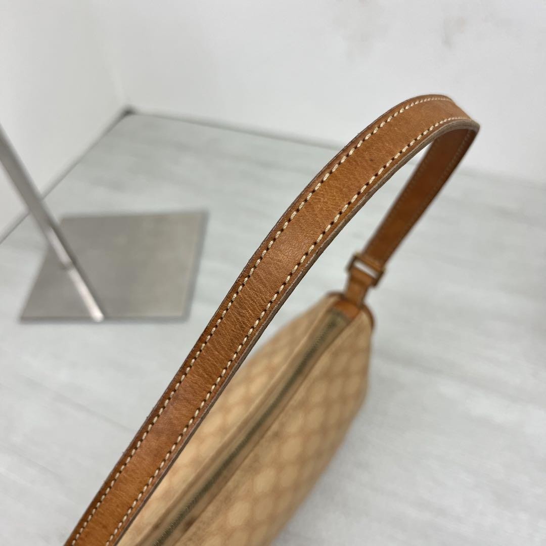 CELINE Accessory Pouch Hand Bag Tote Purse Macadam PVC Leather Beige Authentic
