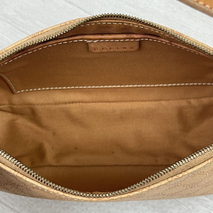 CELINE Accessory Pouch Hand Bag Tote Purse Macadam PVC Leather Beige Authentic