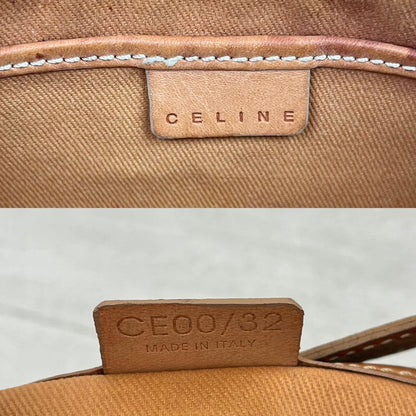 CELINE Accessory Pouch Hand Bag Tote Purse Macadam PVC Leather Beige Authentic