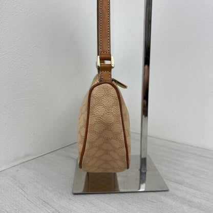 CELINE Accessory Pouch Hand Bag Tote Purse Macadam PVC Leather Beige Authentic