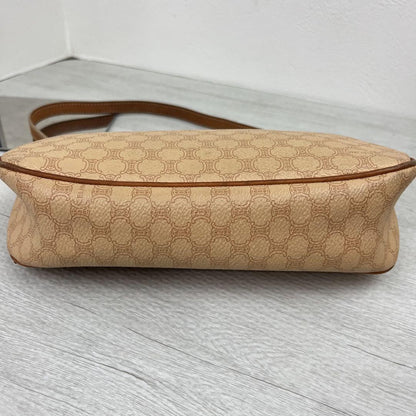 CELINE Accessory Pouch Hand Bag Tote Purse Macadam PVC Leather Beige Authentic