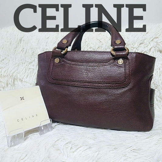 CELINE Hand Bag Tote Purse Boogie Dark Brown Authentic