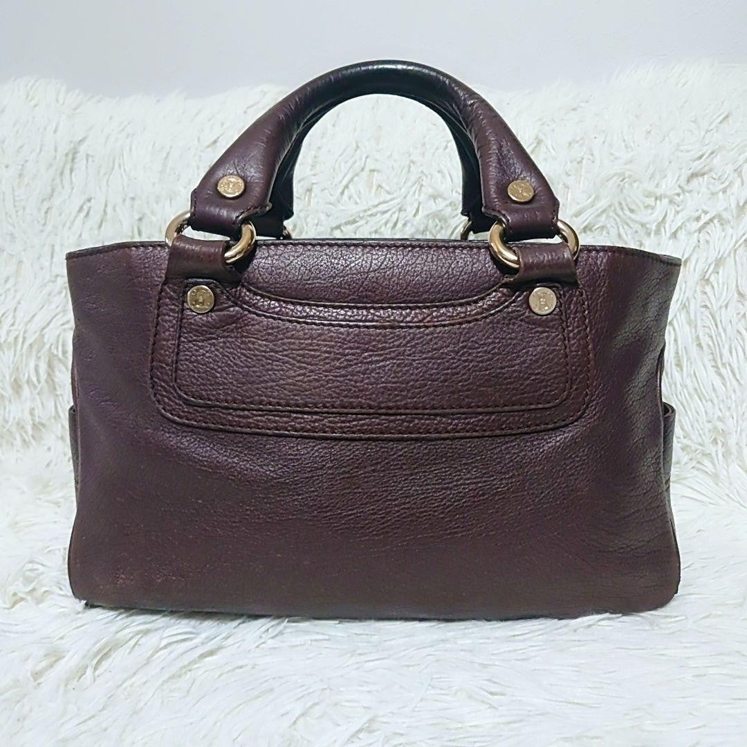 CELINE Hand Bag Tote Purse Boogie Dark Brown Authentic