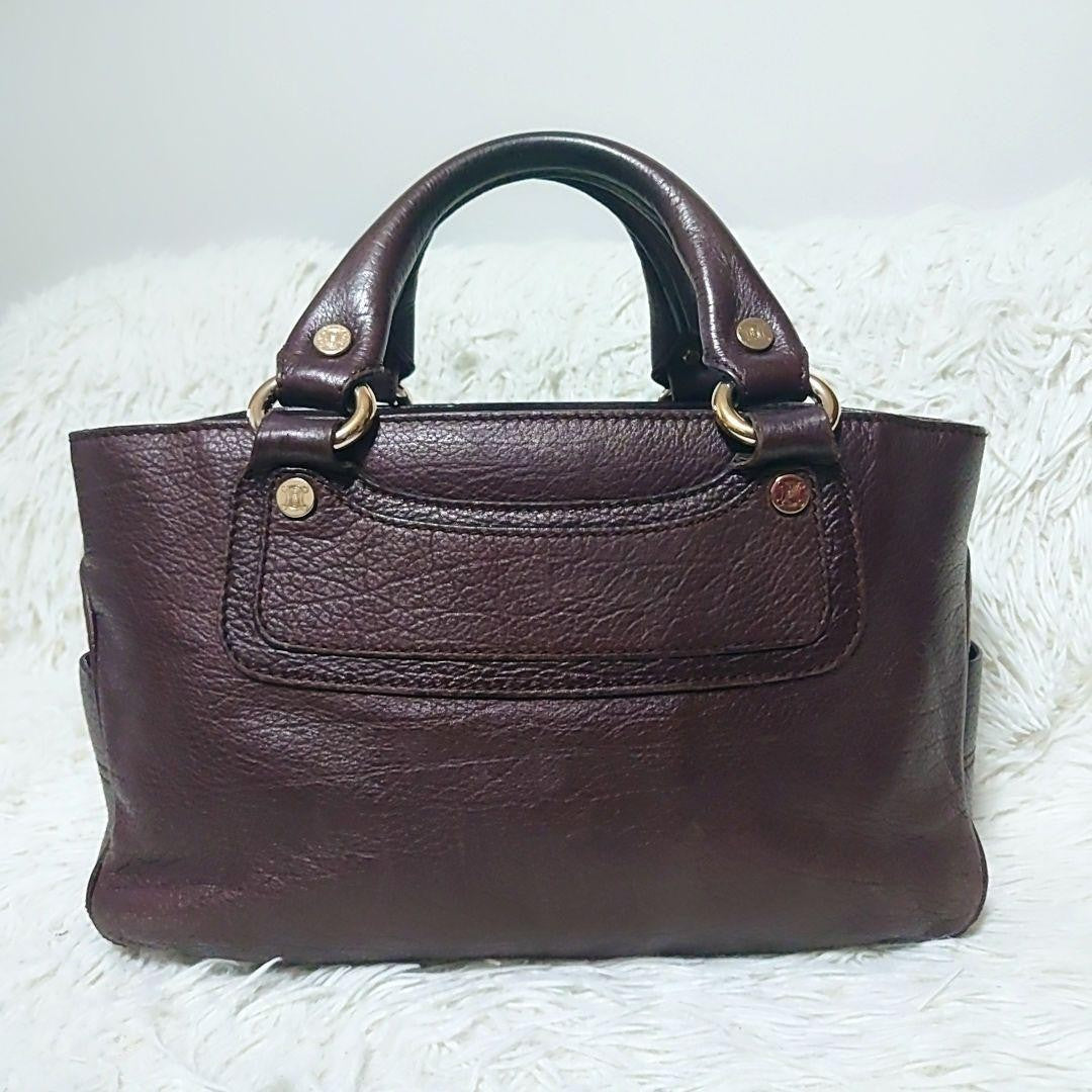 CELINE Hand Bag Tote Purse Boogie Dark Brown Authentic