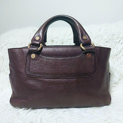 CELINE Hand Bag Tote Purse Boogie Dark Brown Authentic