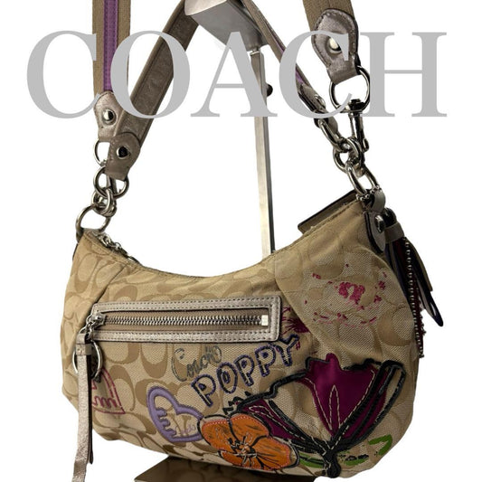 COACH Hand Bag Tote Purse poppy Signature Authentic