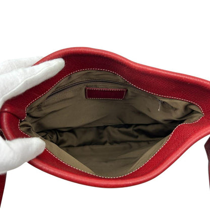 COACH Shoulder Bag Purse Turn Lock OLD Leather Red Authentic