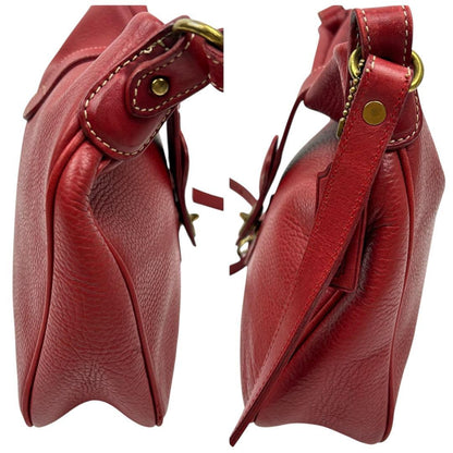 COACH Shoulder Bag Purse Turn Lock OLD Leather Red Authentic