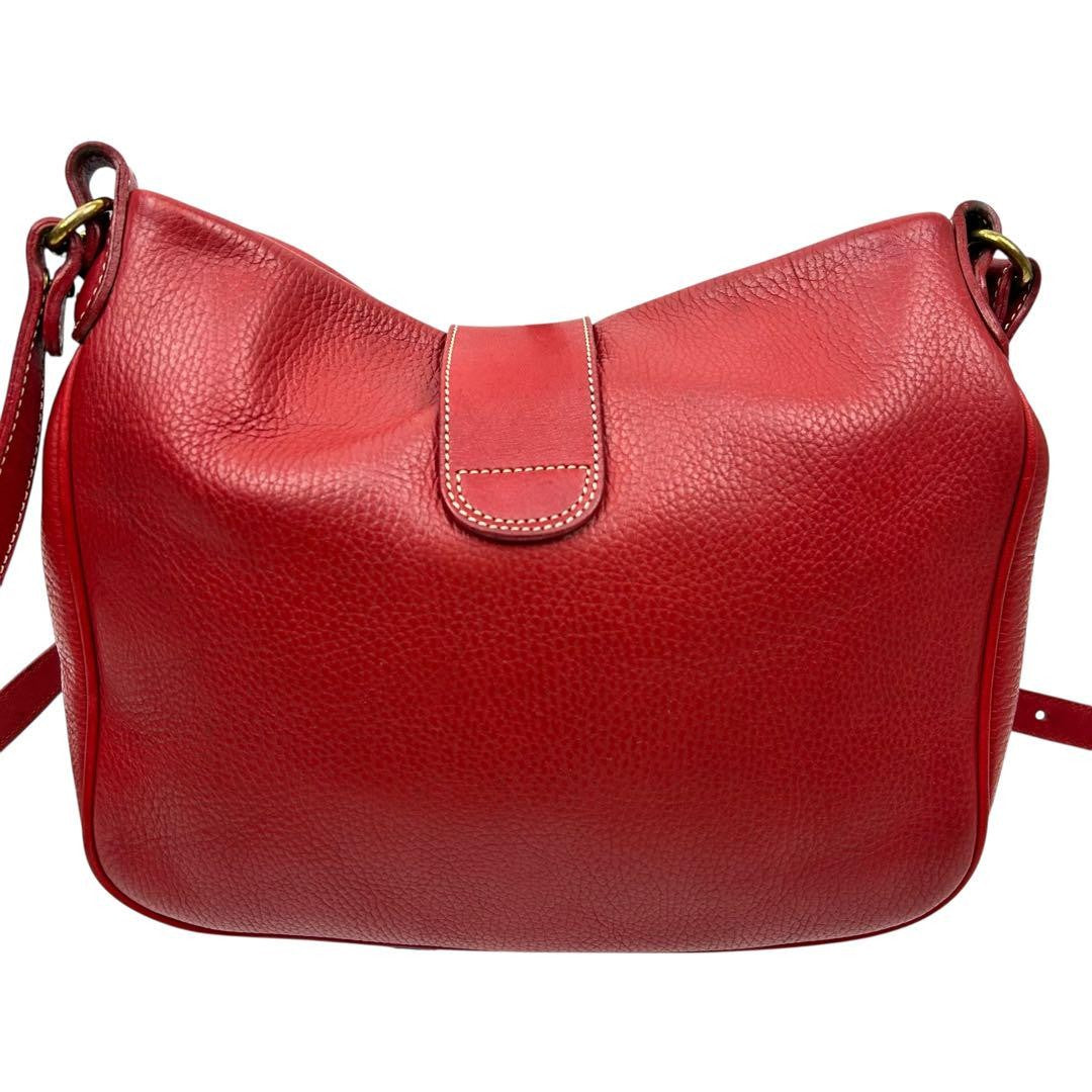 COACH Shoulder Bag Purse Turn Lock OLD Leather Red Authentic