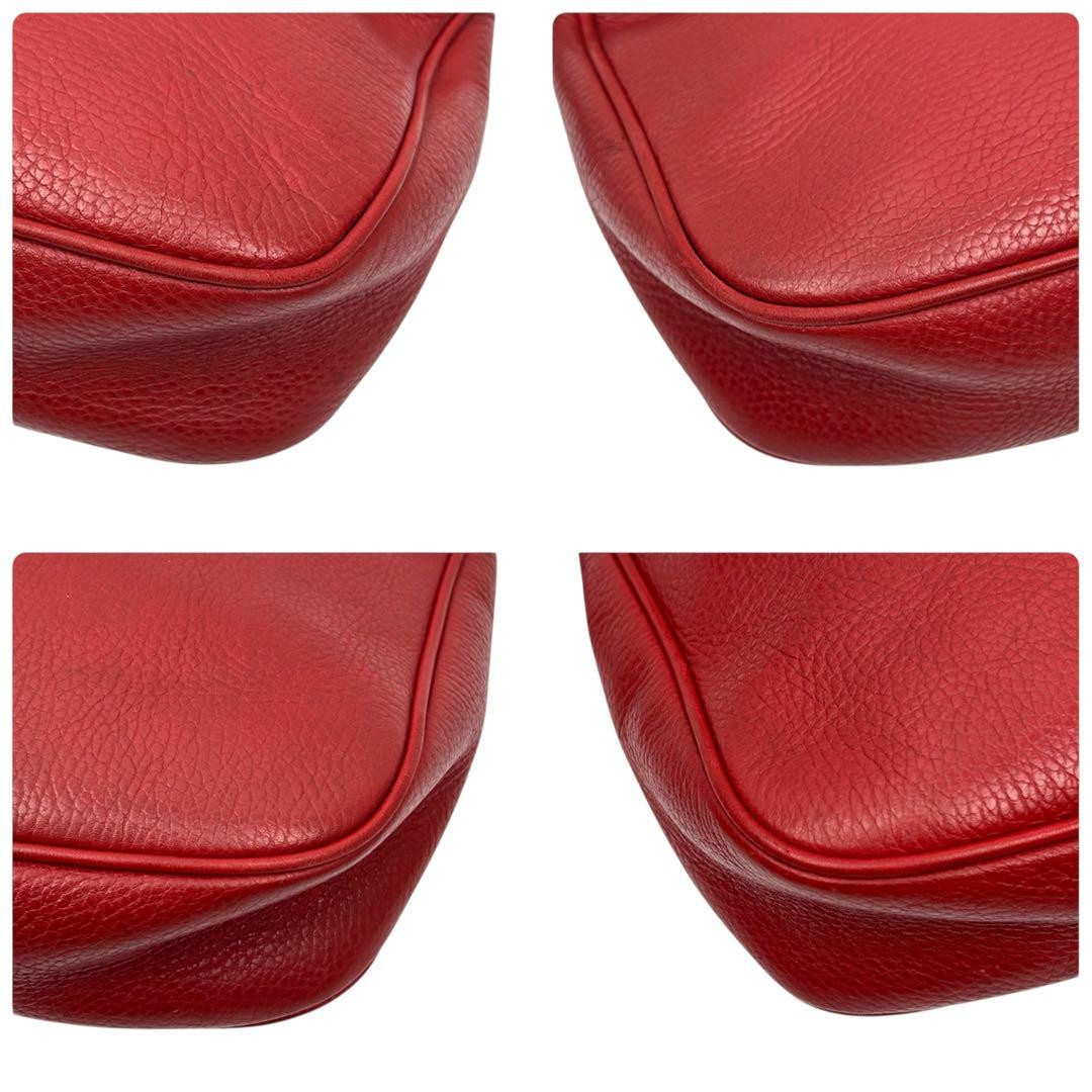 COACH Shoulder Bag Purse Turn Lock OLD Leather Red Authentic