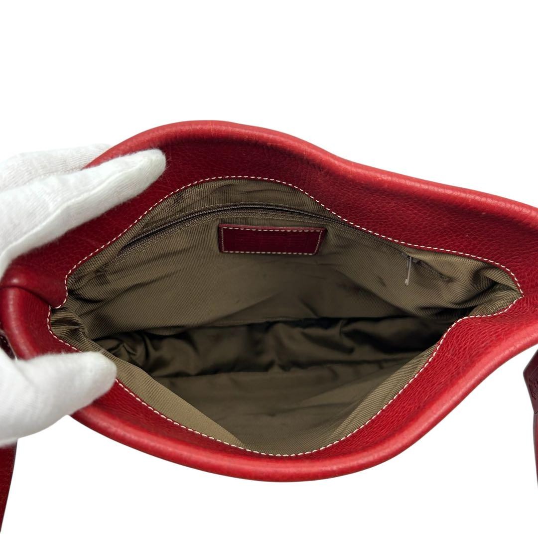 COACH Shoulder Bag Purse Turn Lock OLD Leather Red Authentic