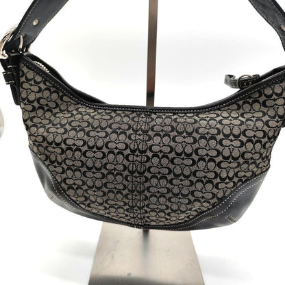 COACH Hand Shoulder Bag Tote Purse 6351 Signature Leather Black Authentic