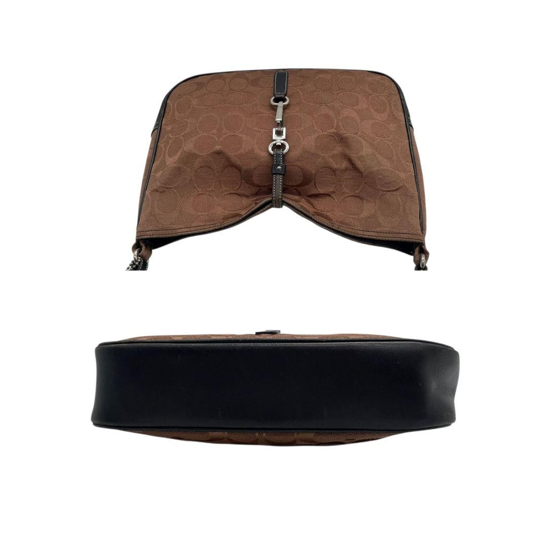 COACH Shoulder Bag Purse Signature Canvas Leather Brown Black Authentic