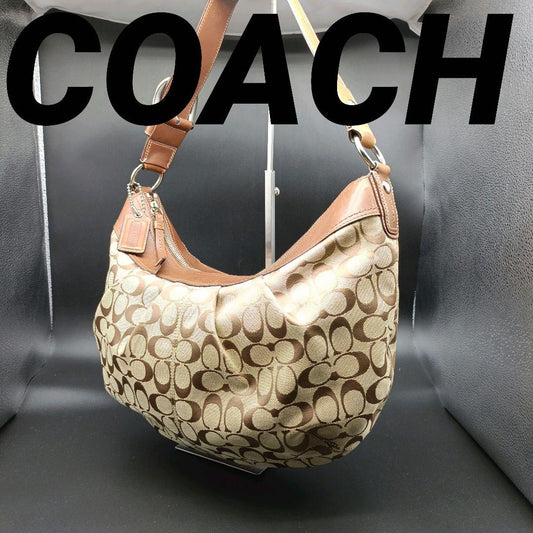 COACH Shoulder Bag Purse Signature Canvas Authentic