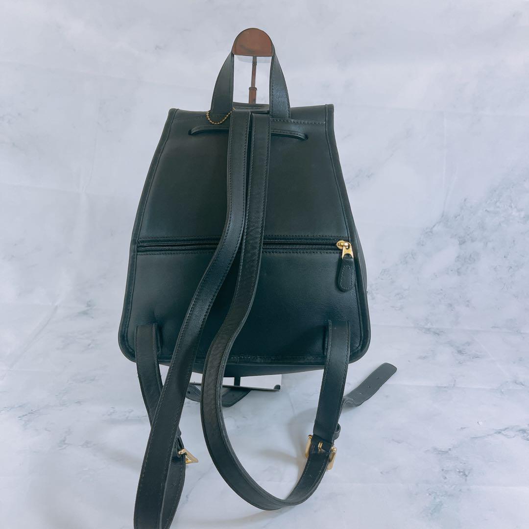 COACH Backpack Turn Lock Leather Black Authentic