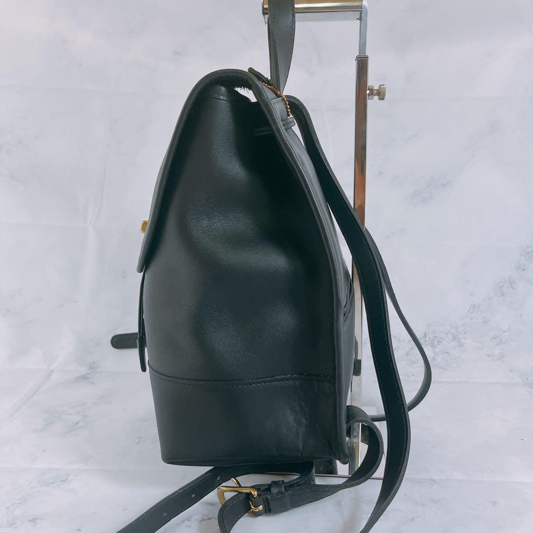 COACH Backpack Turn Lock Leather Black Authentic
