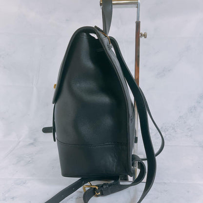 COACH Backpack Turn Lock Leather Black Authentic