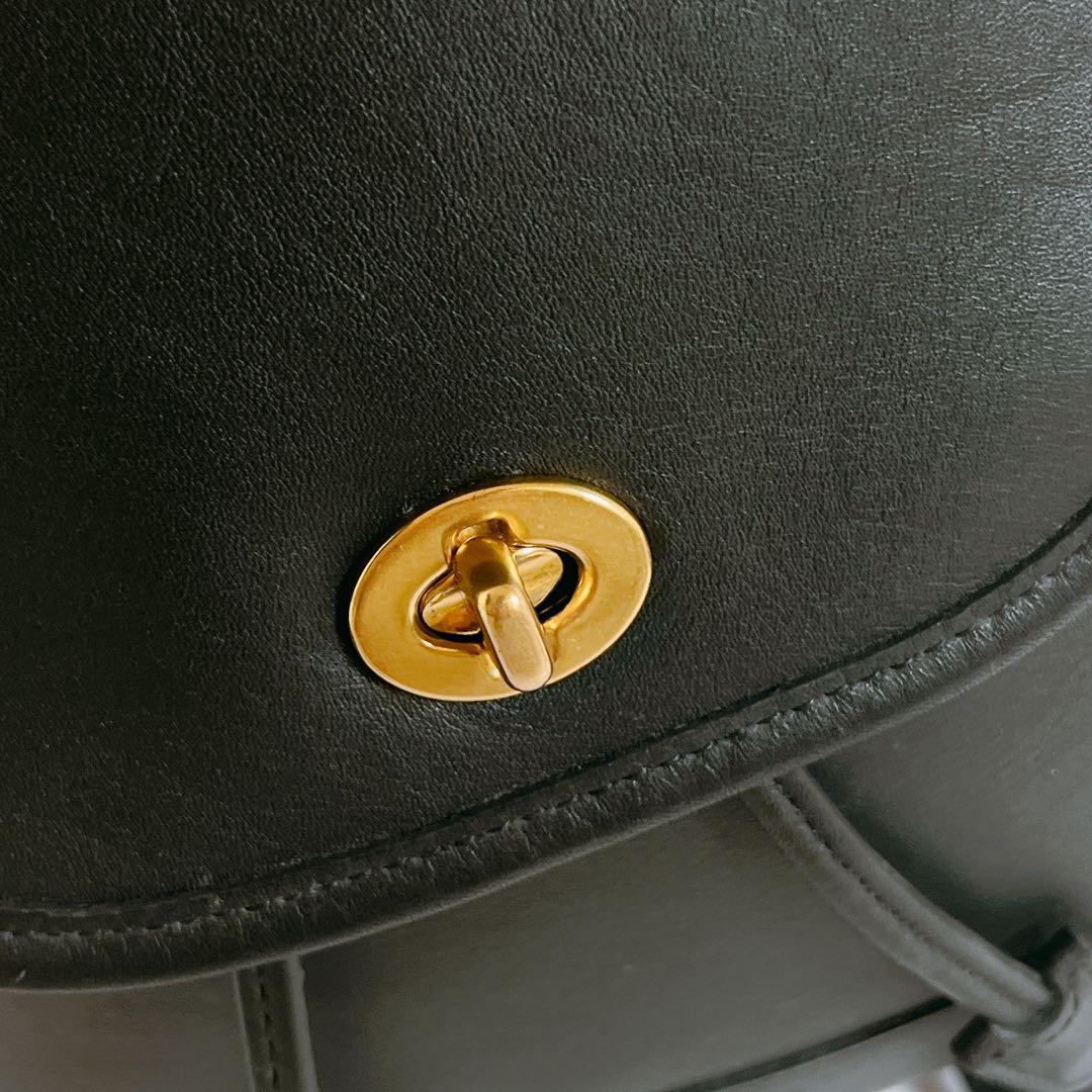 COACH Backpack Turn Lock Leather Black Authentic