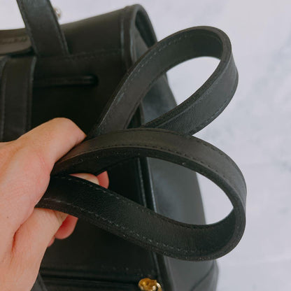 COACH Backpack Turn Lock Leather Black Authentic