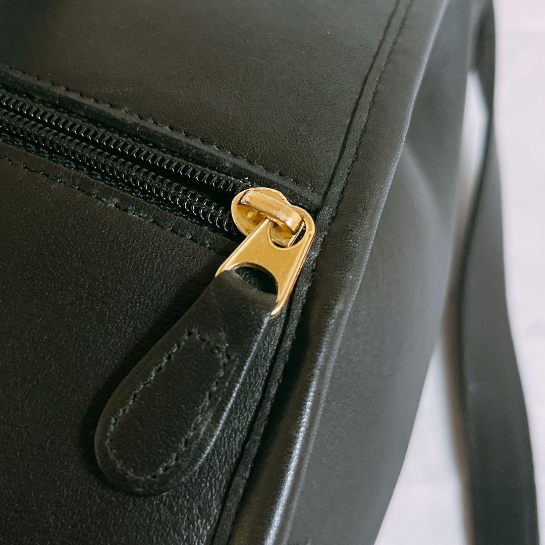 COACH Backpack Turn Lock Leather Black Authentic