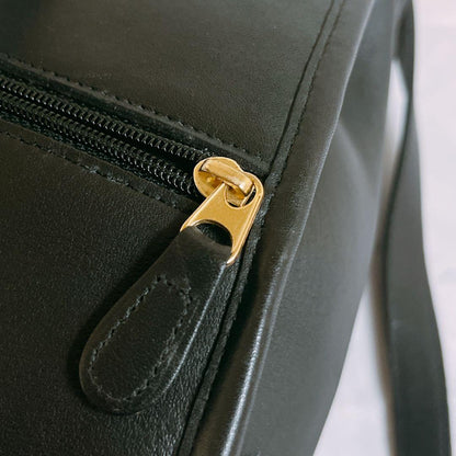 COACH Backpack Turn Lock Leather Black Authentic