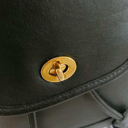 COACH Backpack Turn Lock Leather Black Authentic