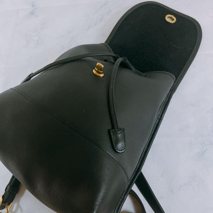 COACH Backpack Turn Lock Leather Black Authentic