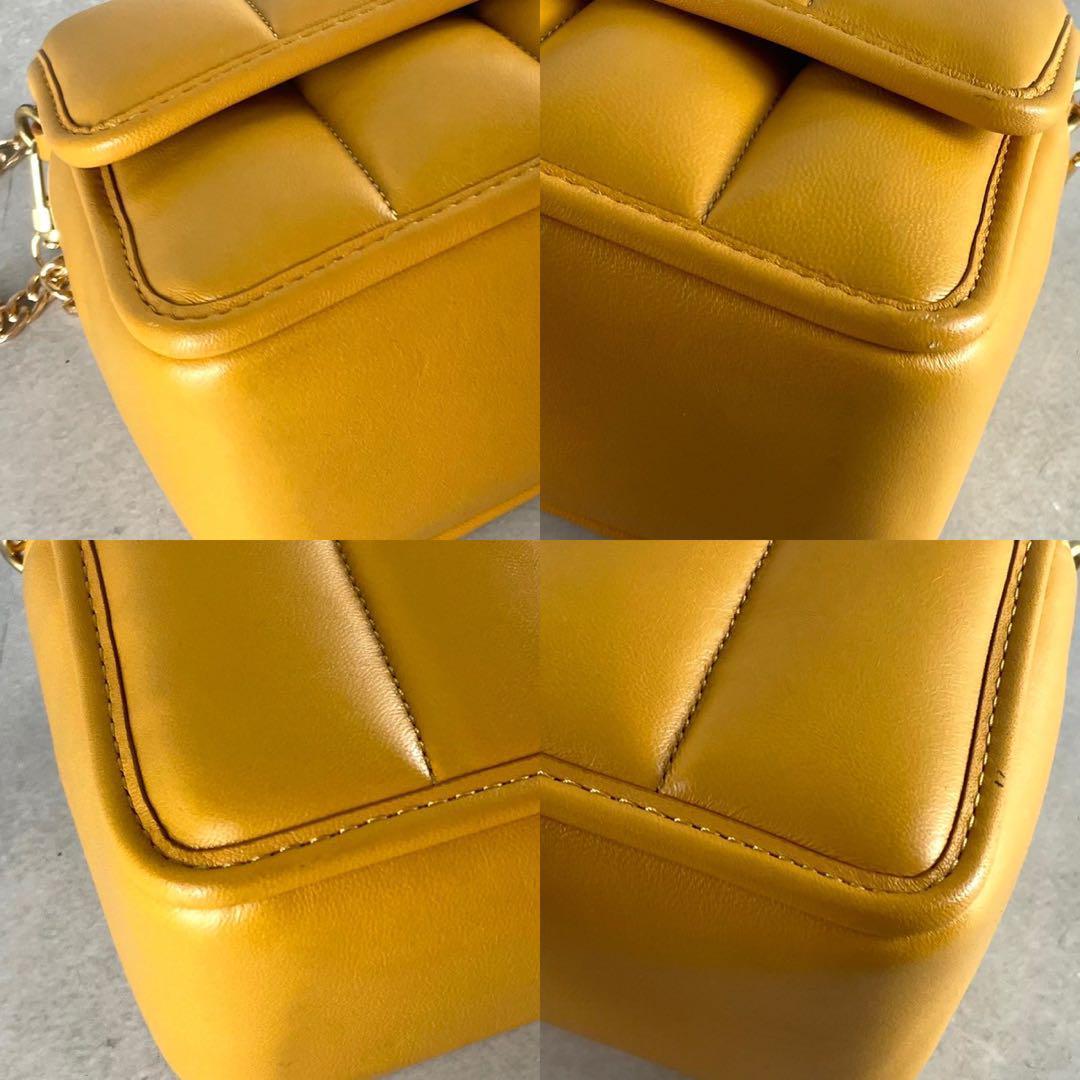 COACH Shoulder Bag Purse 2way Turn Lock Yellow Authentic
