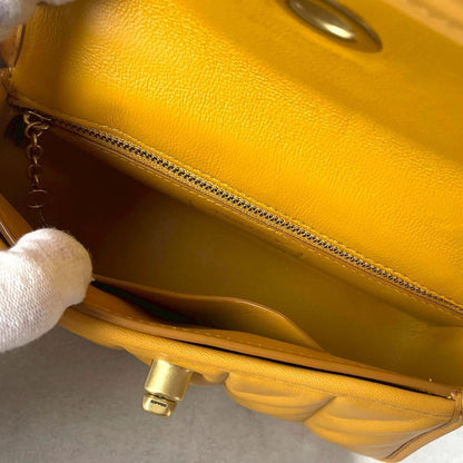 COACH Shoulder Bag Purse 2way Turn Lock Yellow Authentic