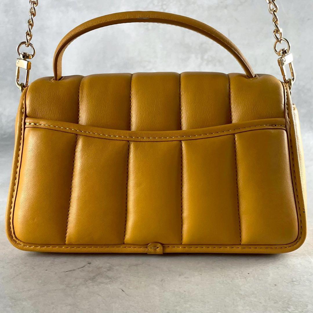 COACH Shoulder Bag Purse 2way Turn Lock Yellow Authentic